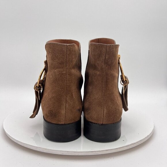 See By Chloe Women Size Eu 39.5 US 9.5 Brown Suede Leather Side Zip Ankle Boot - Picture 6 of 16